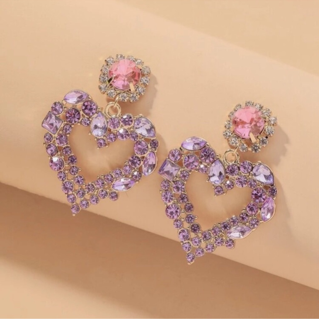 Stunning Heart Large Drop Earrings
